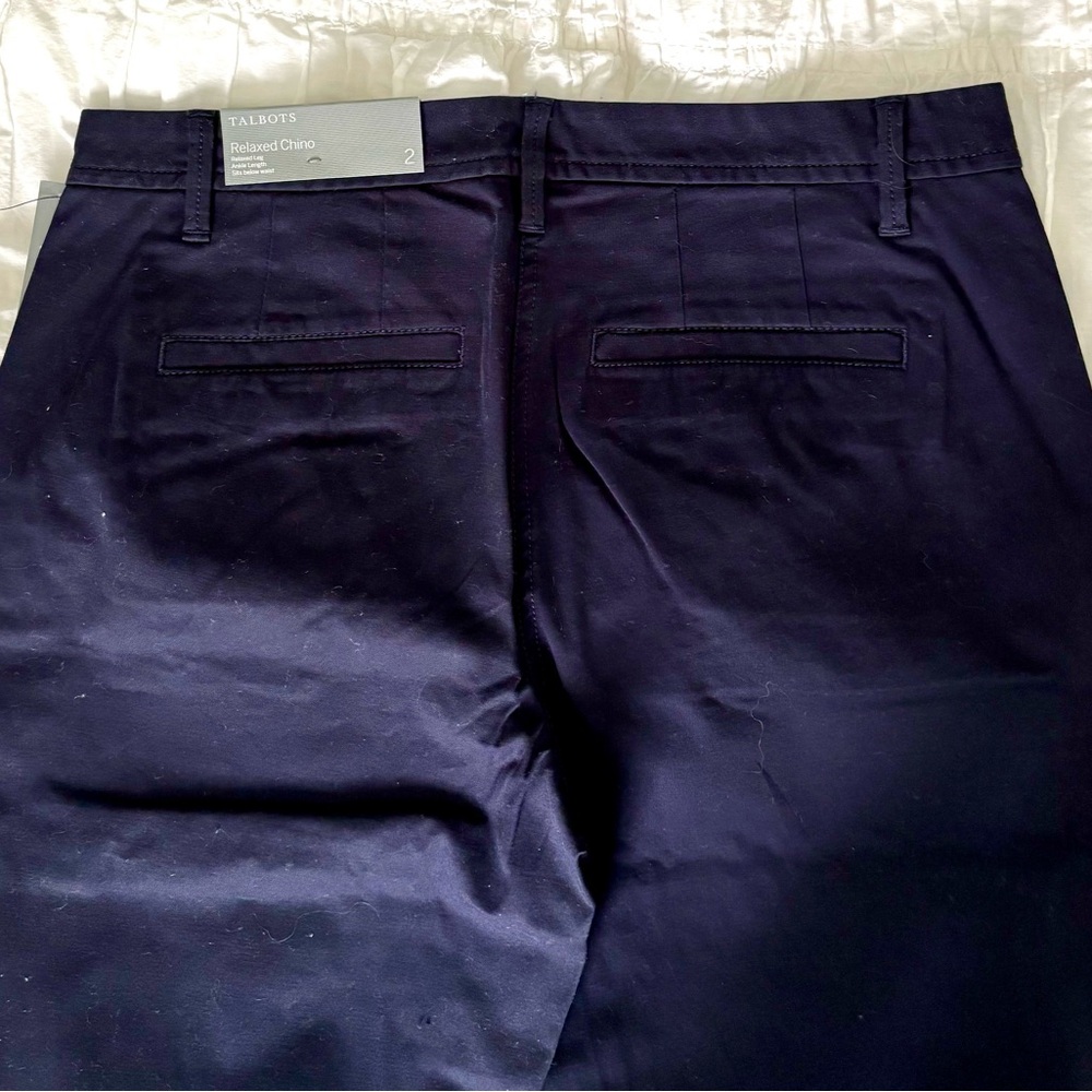 NWT- Talbots Navy Relaxed Chinos - Picture 4 of 6